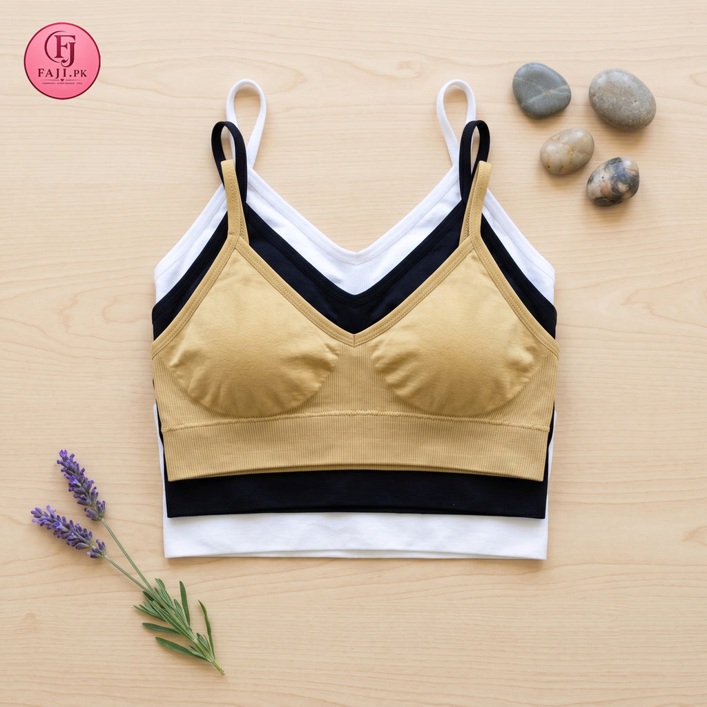 Premium Seamless Ribbed Bralette & Sports Bra | fajistore.pk