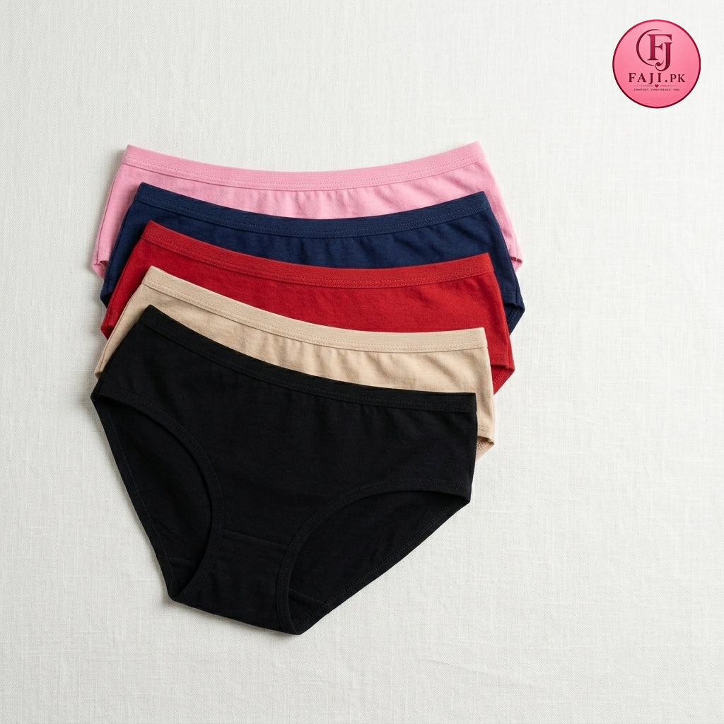 FAJI Cotton Comfort Women’s Briefs - Pack of 5 Multi-Color Underwear