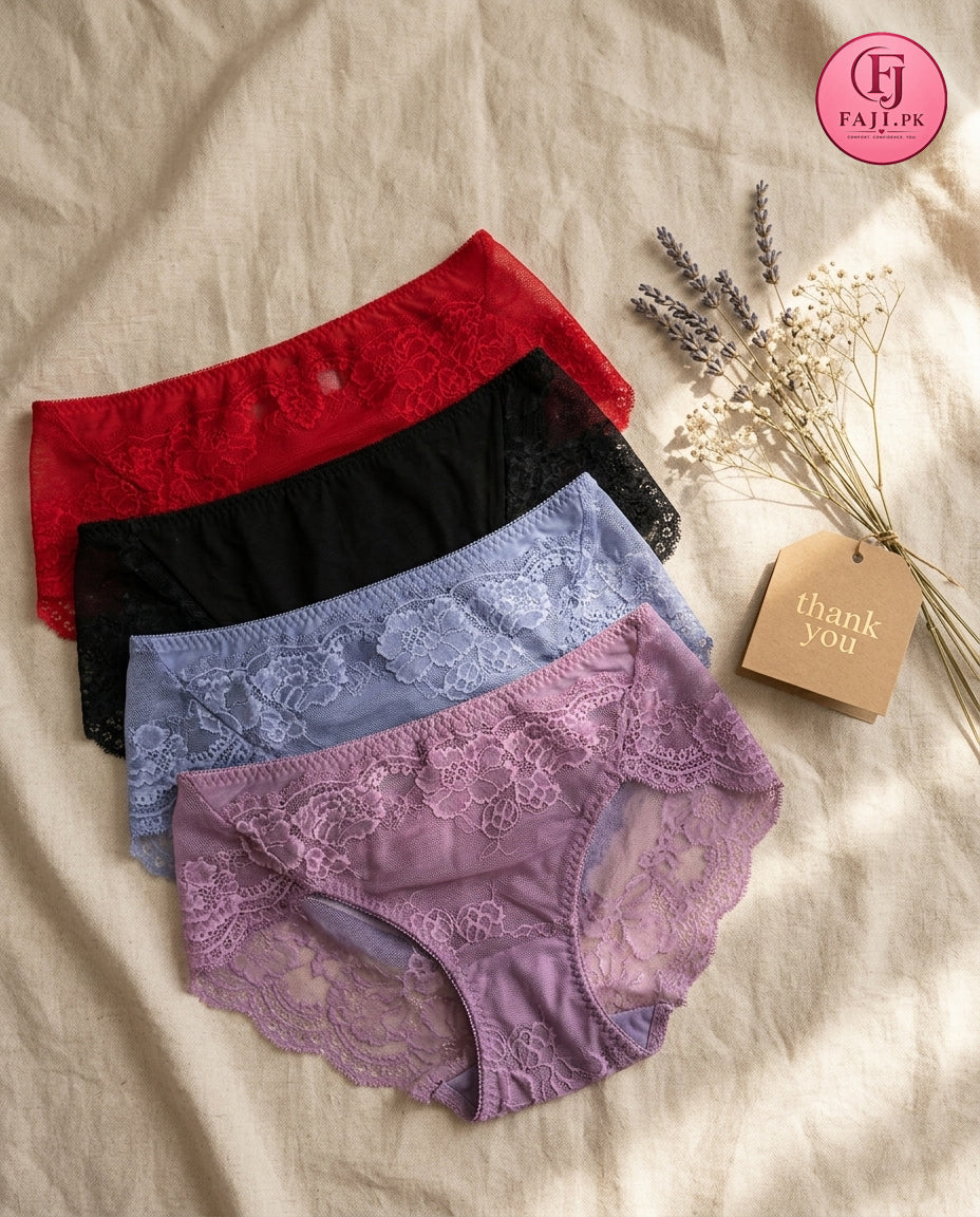 FAJI Premium Elegant Floral Lace Panties for Women